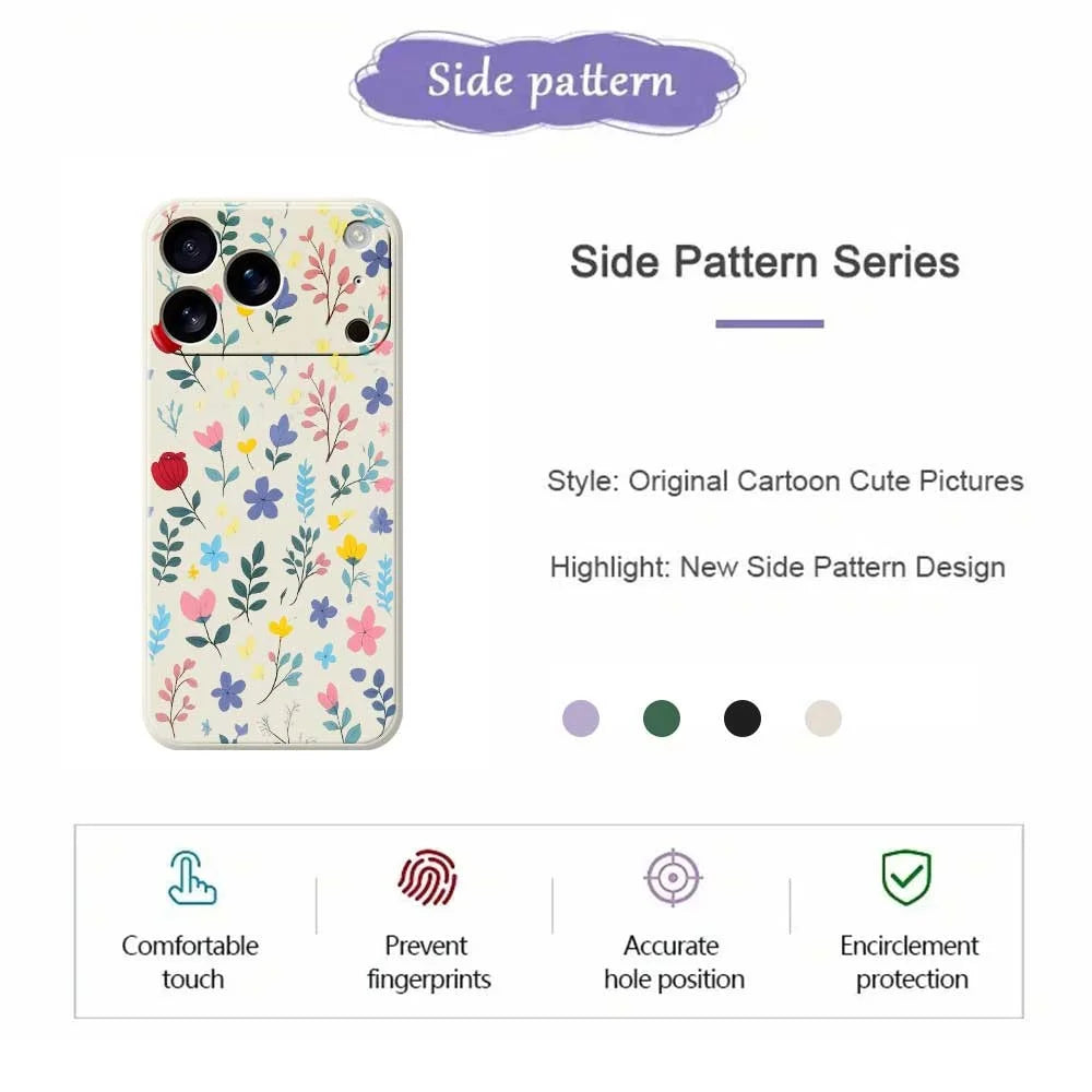 For iPhone 18 Pro Max / 17 Pro Max Case Colorful Flower Branches Pattern Printing Straight Edge TPU Phone Back Cover - Beige - 2