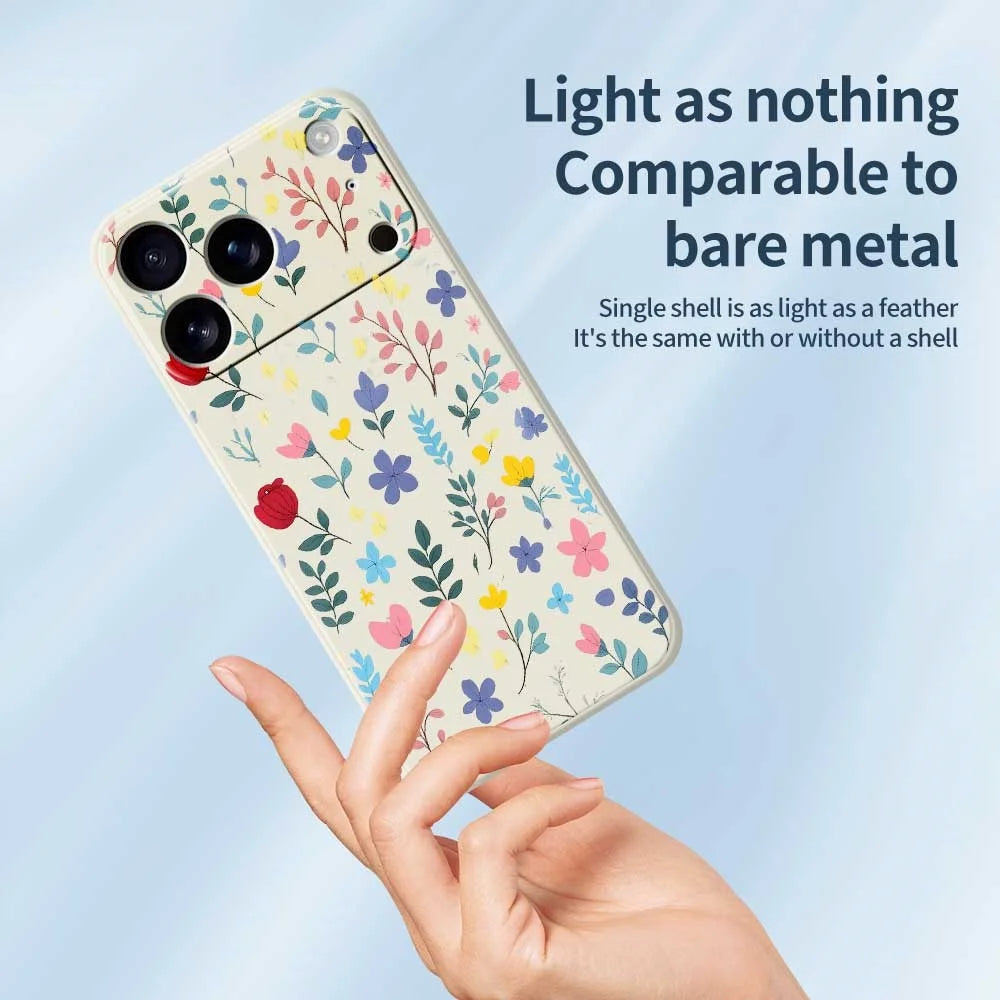 For iPhone 18 Pro Max / 17 Pro Max Case Colorful Flower Branches Pattern Printing Straight Edge TPU Phone Back Cover - Beige - 4