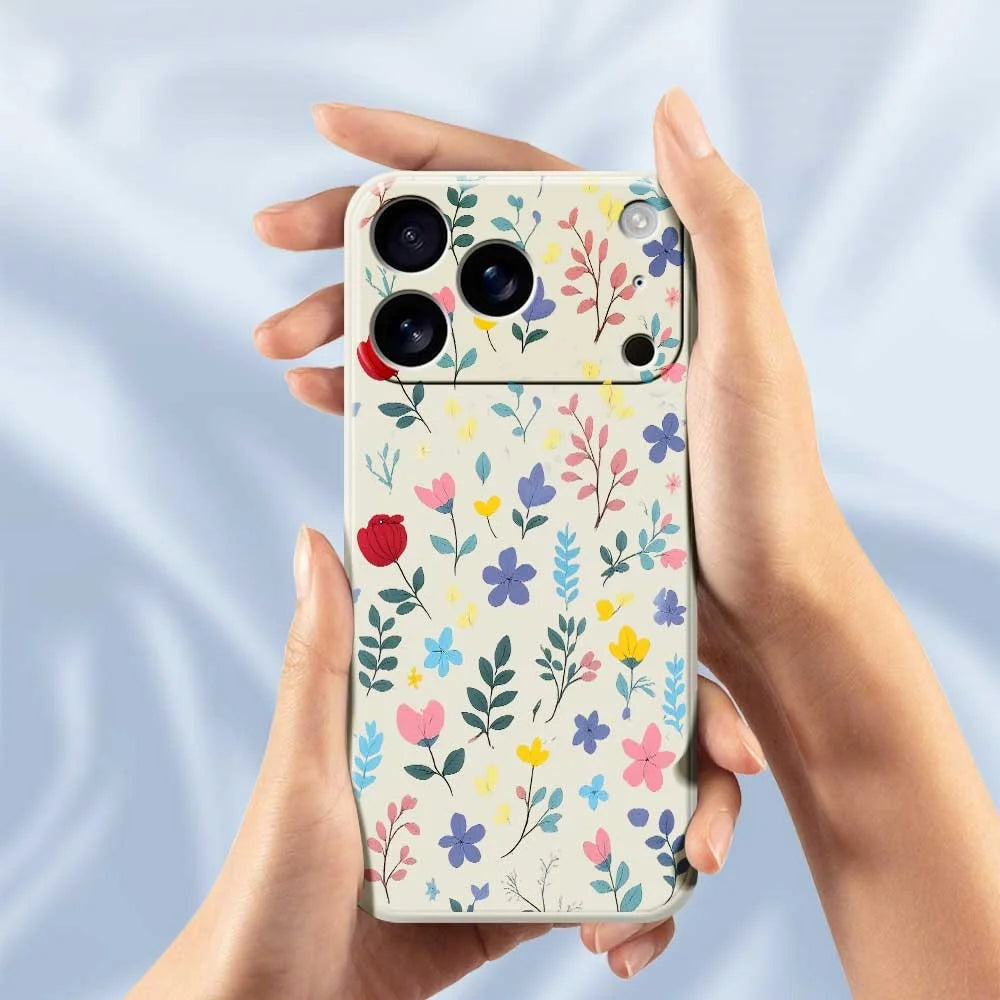 For iPhone 18 Pro Max / 17 Pro Max Case Colorful Flower Branches Pattern Printing Straight Edge TPU Phone Back Cover - Beige - 6