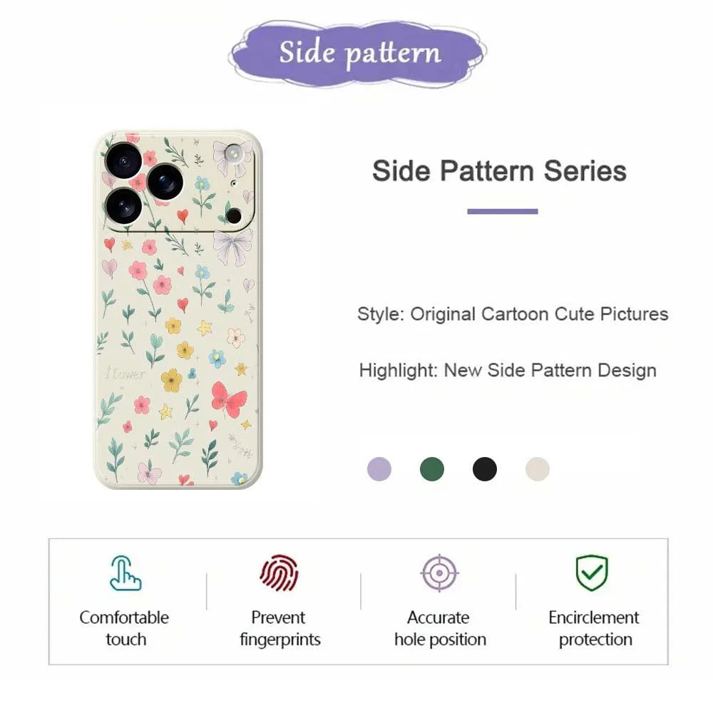 For iPhone 18 Pro Max / 17 Pro Max Case Floral Bow Pattern Printing Straight Edge TPU Phone Back Cover - Beige - 2