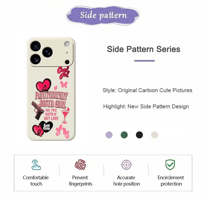 For iPhone 18 Pro Max / 17 Pro Max Case Pink Elements Pattern Printing Straight Edge TPU Phone Back Cover - Beige - 2