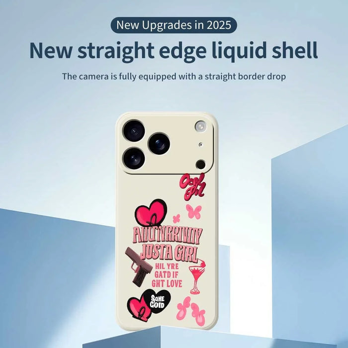 For iPhone 18 Pro Max / 17 Pro Max Case Pink Elements Pattern Printing Straight Edge TPU Phone Back Cover - Beige - 3