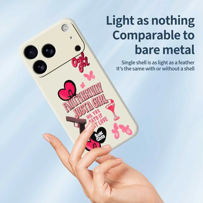 For iPhone 18 Pro Max / 17 Pro Max Case Pink Elements Pattern Printing Straight Edge TPU Phone Back Cover - Beige - 4