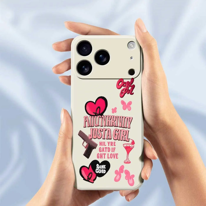 For iPhone 18 Pro Max / 17 Pro Max Case Pink Elements Pattern Printing Straight Edge TPU Phone Back Cover - Beige - 6