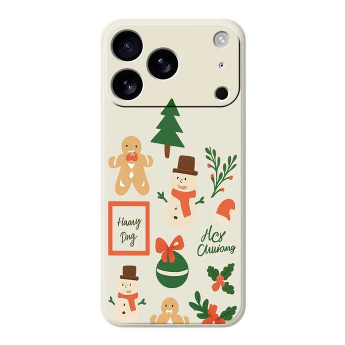 For iPhone 18 Pro Max / 17 Pro Max Case Christmas Snowman Pattern Printing Straight Edge TPU Phone Back Cover - Beige - 1