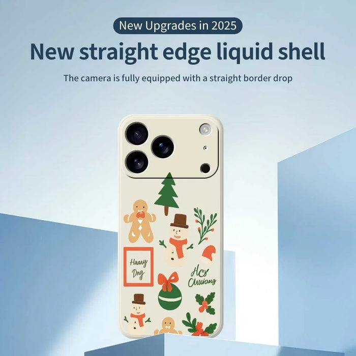 For iPhone 18 Pro Max / 17 Pro Max Case Christmas Snowman Pattern Printing Straight Edge TPU Phone Back Cover - Beige - 3
