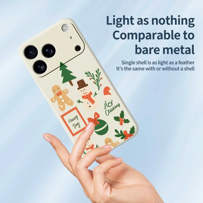 For iPhone 18 Pro Max / 17 Pro Max Case Christmas Snowman Pattern Printing Straight Edge TPU Phone Back Cover - Beige - 4