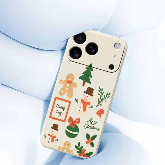 For iPhone 18 Pro Max / 17 Pro Max Case Christmas Snowman Pattern Printing Straight Edge TPU Phone Back Cover - Beige - 5