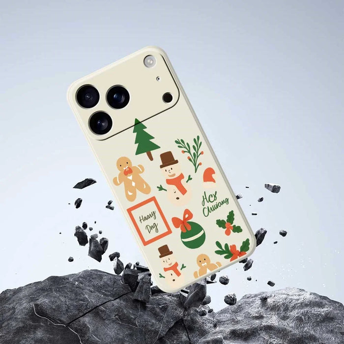 For iPhone 18 Pro Max / 17 Pro Max Case Christmas Snowman Pattern Printing Straight Edge TPU Phone Back Cover - Beige - 7