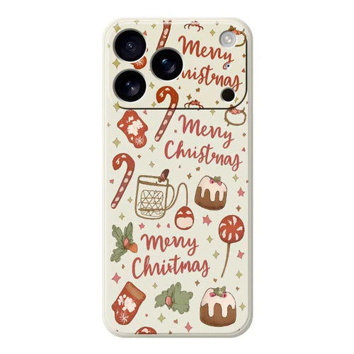 For iPhone 18 Pro Max / 17 Pro Max Case Merry Christmas Pattern Printing Straight Edge TPU Phone Back Cover - Beige - 1