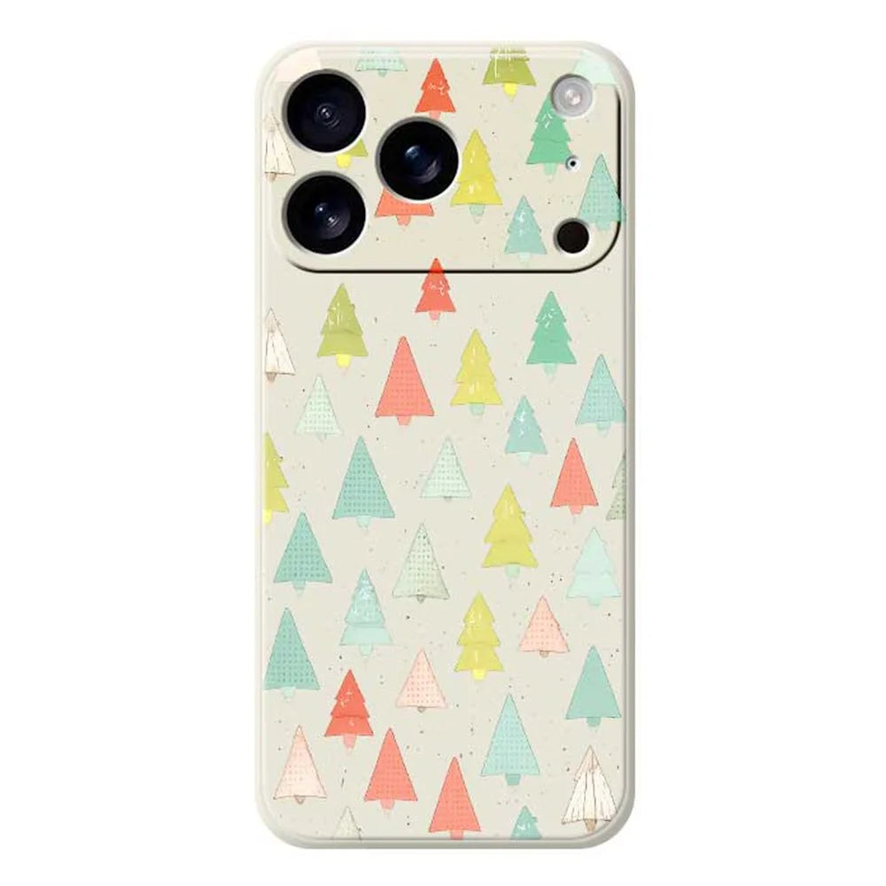 For iPhone 18 Pro Max / 17 Pro Max Case Colorful Trees Pattern Printing Straight Edge TPU Phone Back Cover - Beige - 1