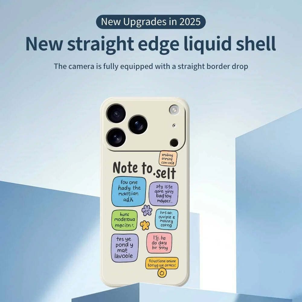 For iPhone 18 Pro Max / 17 Pro Max Case Colored Sticky Notes Pattern Printing Straight Edge TPU Phone Back Cover - Beige - 3