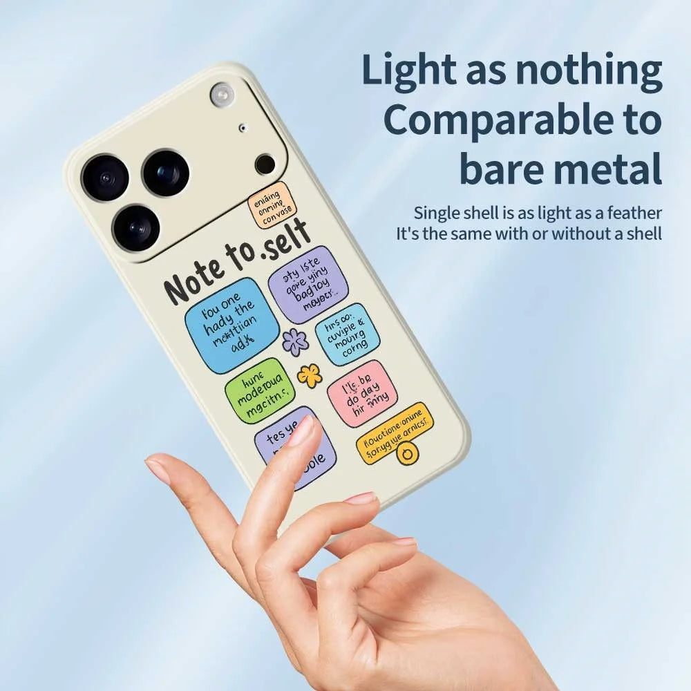 For iPhone 18 Pro Max / 17 Pro Max Case Colored Sticky Notes Pattern Printing Straight Edge TPU Phone Back Cover - Beige - 4