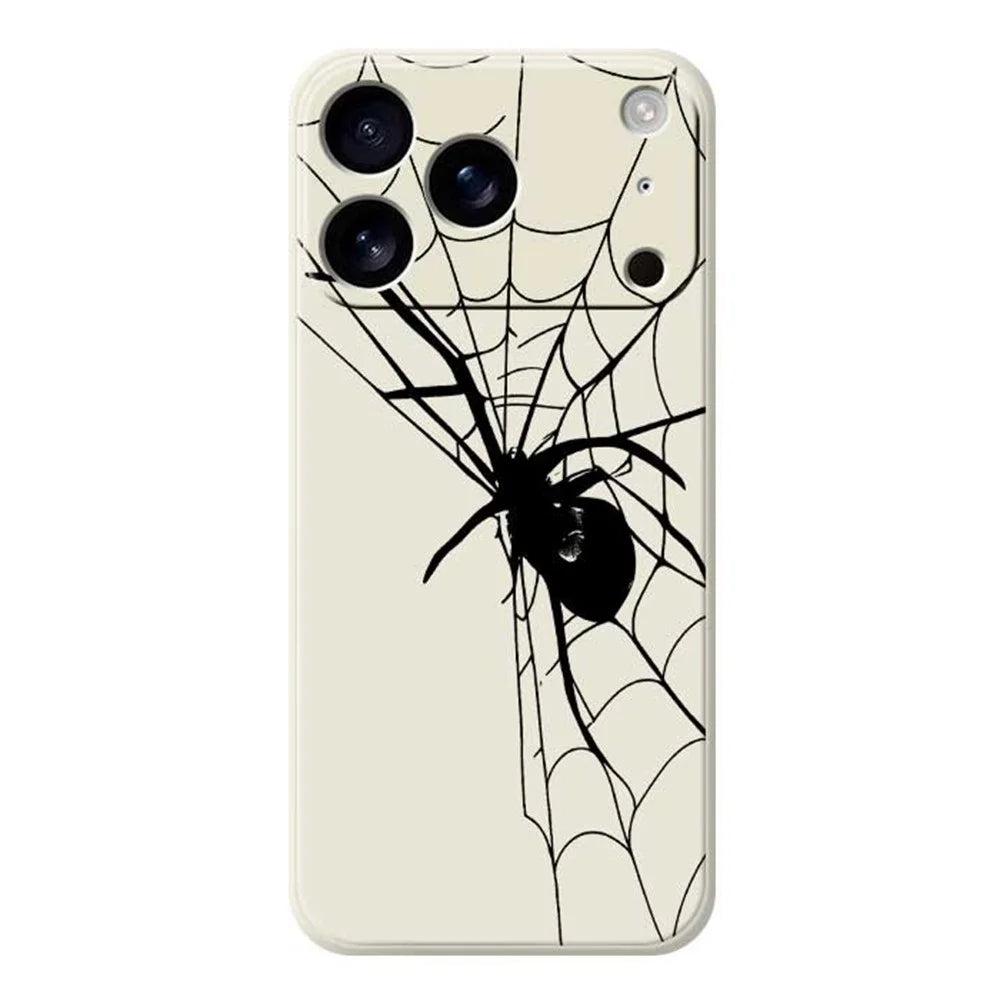 For iPhone 18 Pro Max / 17 Pro Max Case Spider Pattern Printing Straight Edge TPU Phone Back Cover - Beige - 1