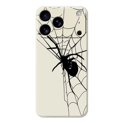For iPhone 18 Pro Max / 17 Pro Max Case Spider Pattern Printing Straight Edge TPU Phone Back Cover - Beige - 1