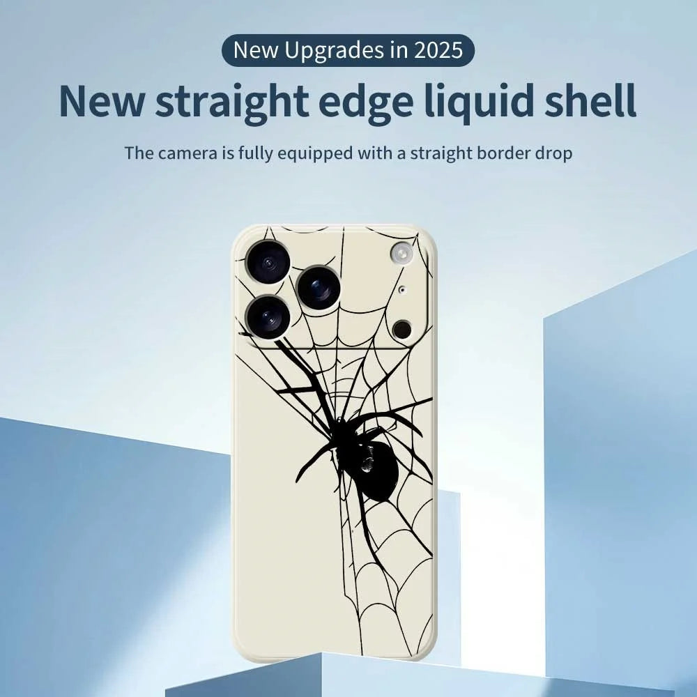 For iPhone 18 Pro Max / 17 Pro Max Case Spider Pattern Printing Straight Edge TPU Phone Back Cover - Beige - 3