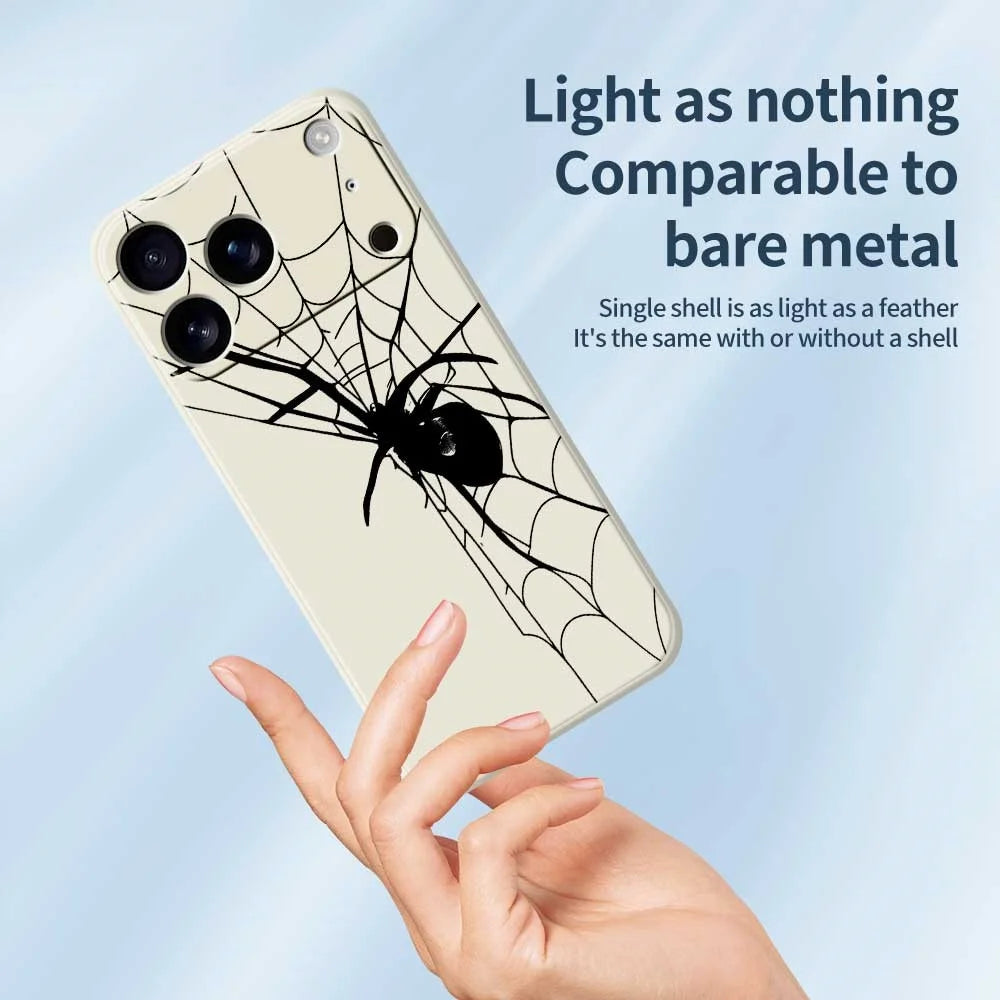 For iPhone 18 Pro Max / 17 Pro Max Case Spider Pattern Printing Straight Edge TPU Phone Back Cover - Beige - 4