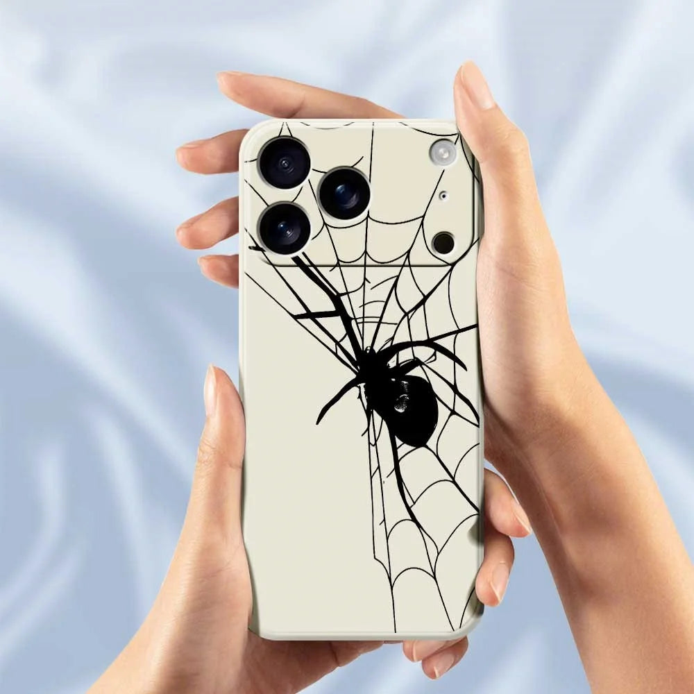 For iPhone 18 Pro Max / 17 Pro Max Case Spider Pattern Printing Straight Edge TPU Phone Back Cover - Beige - 6