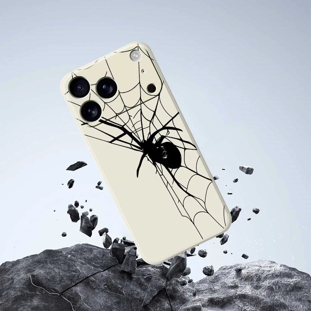 For iPhone 18 Pro Max / 17 Pro Max Case Spider Pattern Printing Straight Edge TPU Phone Back Cover - Beige - 7