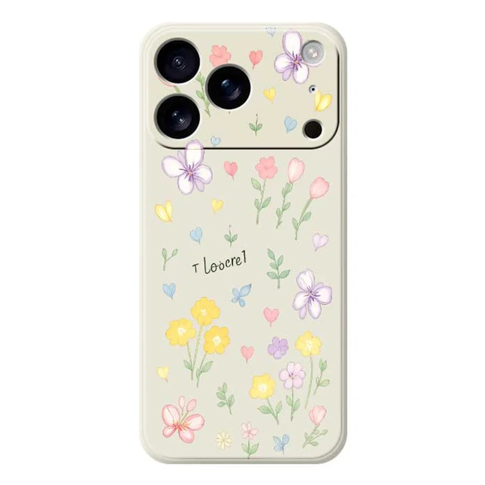 For iPhone 18 Pro Max / 17 Pro Max Case Small Flowers Pattern Printing Straight Edge TPU Phone Back Cover - Beige - 1