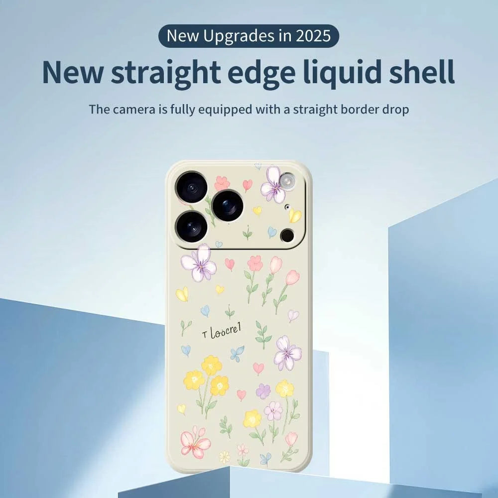 For iPhone 18 Pro Max / 17 Pro Max Case Small Flowers Pattern Printing Straight Edge TPU Phone Back Cover - Beige - 3