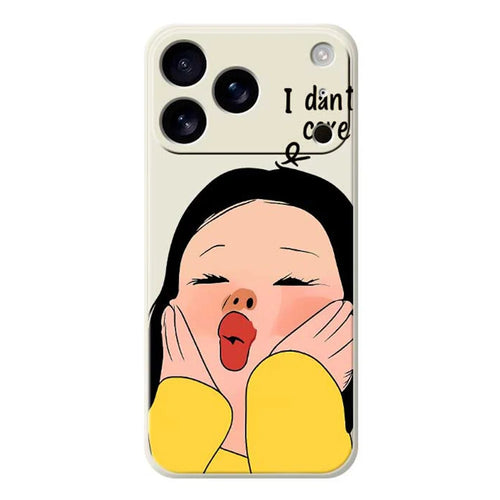 For iPhone 18 Pro Max / 17 Pro Max Case Girl Holding Face Pattern Printing Straight Edge TPU Phone Back Cover - Beige - 1