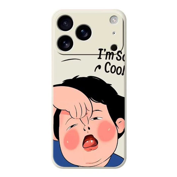 For iPhone 18 Pro Max / 17 Pro Max Case Make Faces Kid Pattern Printing Straight Edge TPU Phone Back Cover - Beige - 1