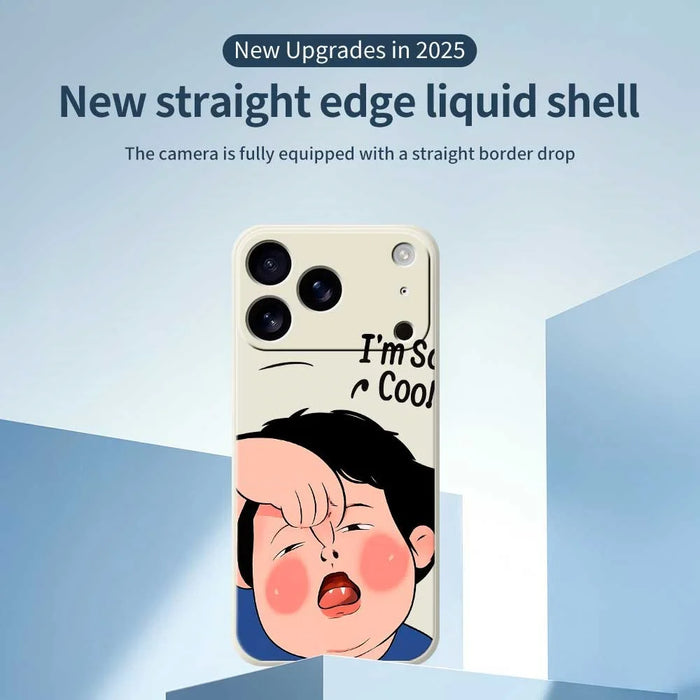 For iPhone 18 Pro Max / 17 Pro Max Case Make Faces Kid Pattern Printing Straight Edge TPU Phone Back Cover - Beige - 3