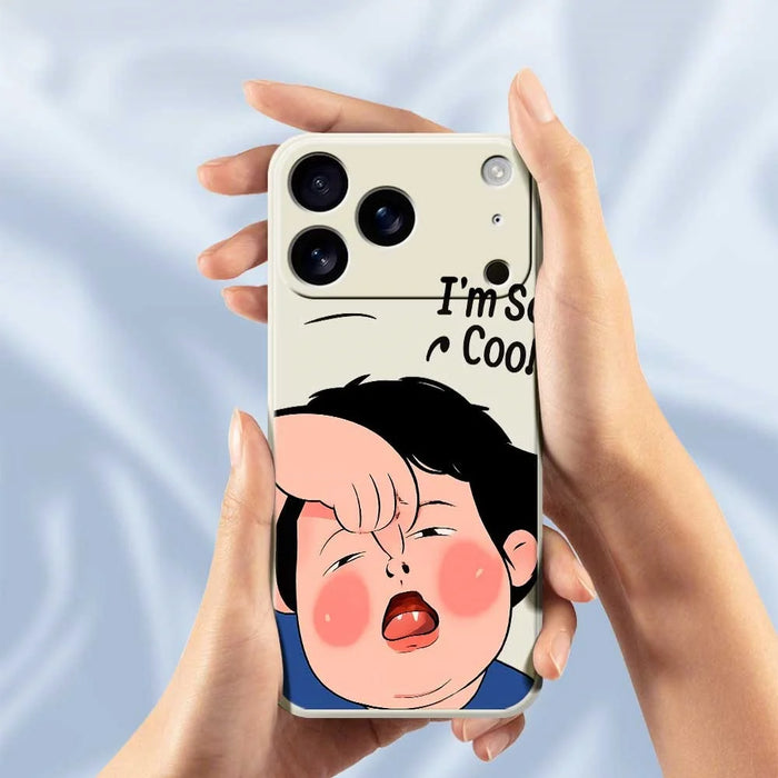 For iPhone 18 Pro Max / 17 Pro Max Case Make Faces Kid Pattern Printing Straight Edge TPU Phone Back Cover - Beige - 6