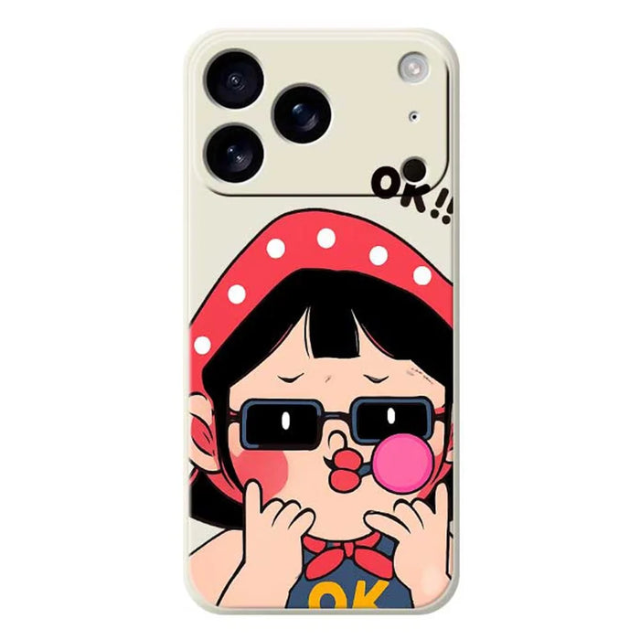For iPhone 18 Pro Max / 17 Pro Max Case Cute Kid Pattern Printing Straight Edge TPU Phone Back Cover - Beige - 1