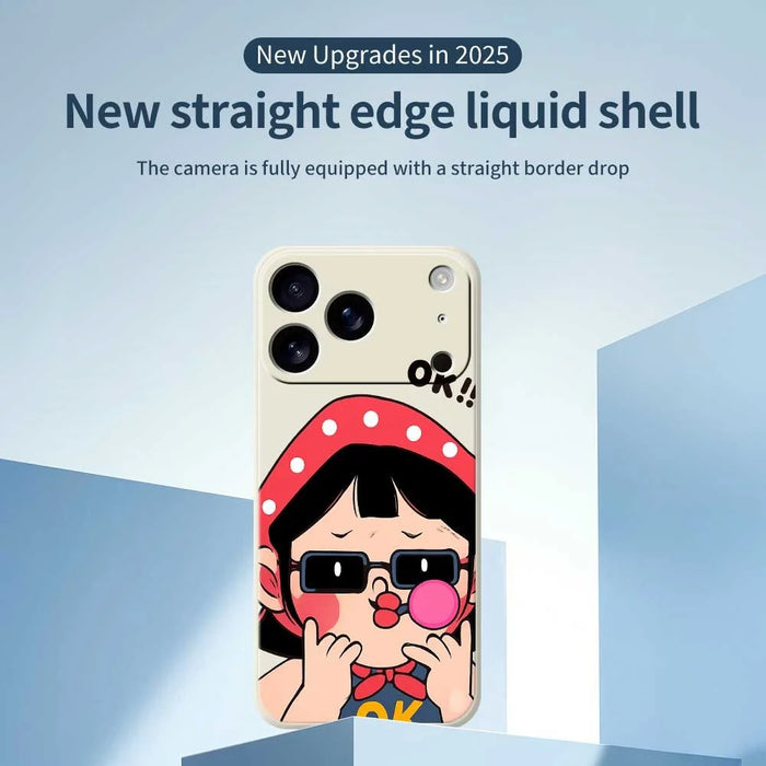 For iPhone 18 Pro Max / 17 Pro Max Case Cute Kid Pattern Printing Straight Edge TPU Phone Back Cover - Beige - 3