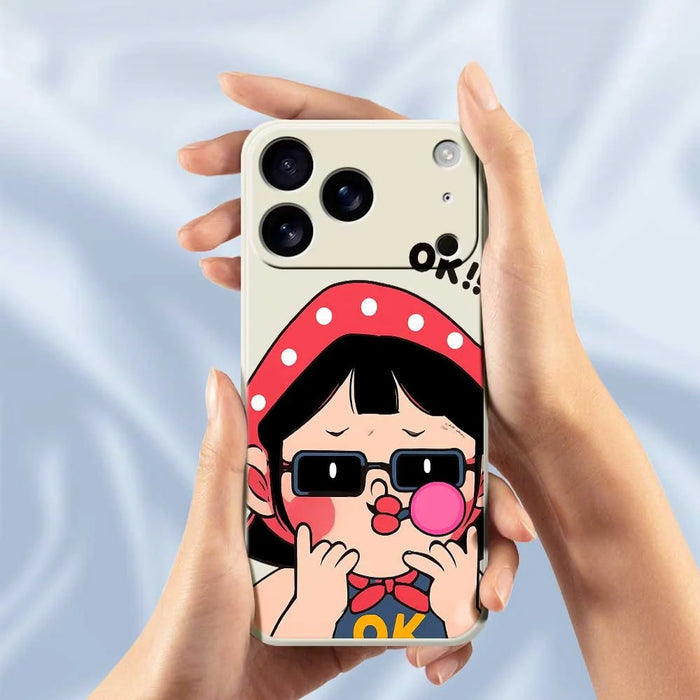 For iPhone 18 Pro Max / 17 Pro Max Case Cute Kid Pattern Printing Straight Edge TPU Phone Back Cover - Beige - 6