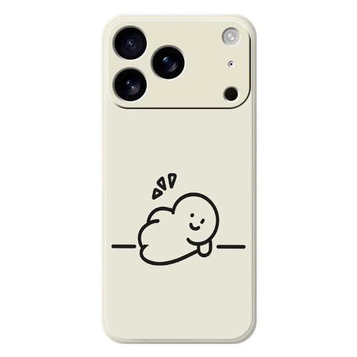 For iPhone 18 Pro Max / 17 Pro Max Case Stick Figure Pattern Printing Straight Edge TPU Phone Back Cover - Beige - 1