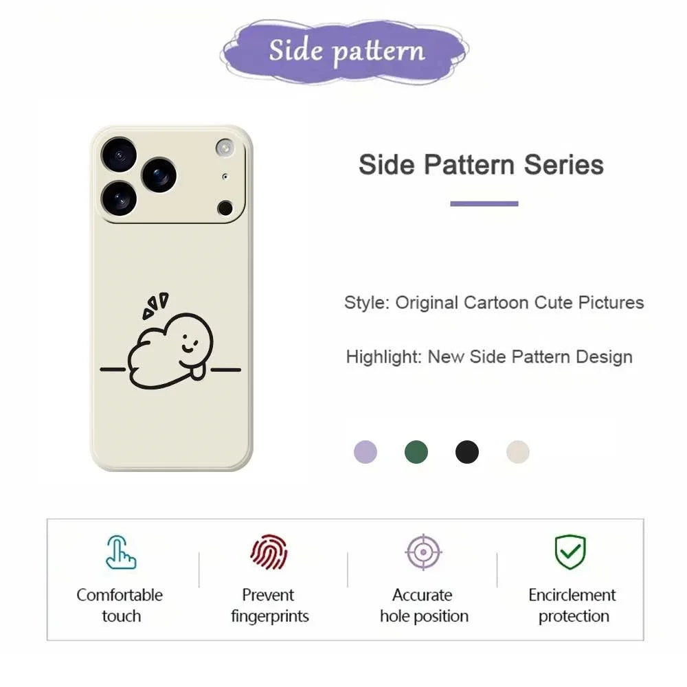 For iPhone 18 Pro Max / 17 Pro Max Case Stick Figure Pattern Printing Straight Edge TPU Phone Back Cover - Beige - 2