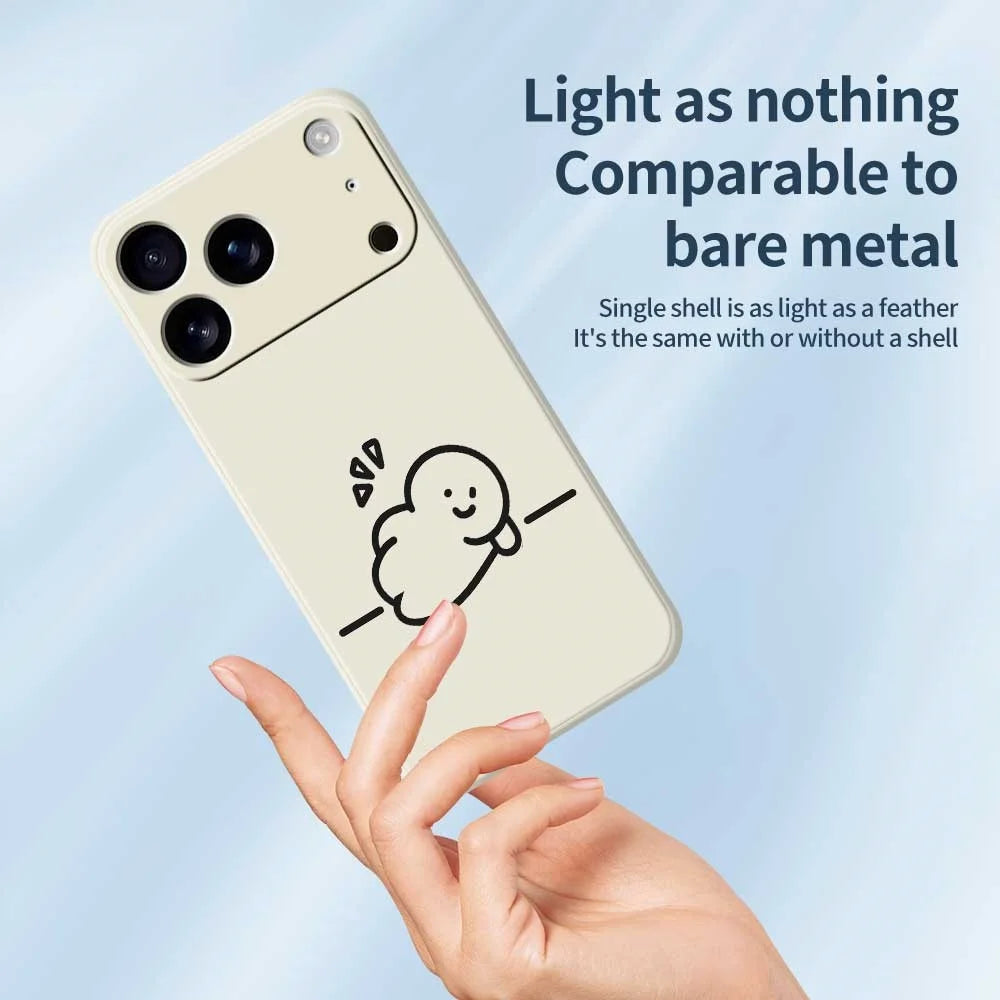 For iPhone 18 Pro Max / 17 Pro Max Case Stick Figure Pattern Printing Straight Edge TPU Phone Back Cover - Beige - 4