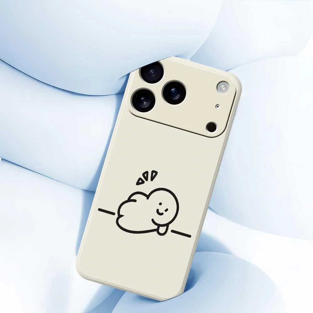 For iPhone 18 Pro Max / 17 Pro Max Case Stick Figure Pattern Printing Straight Edge TPU Phone Back Cover - Beige - 5