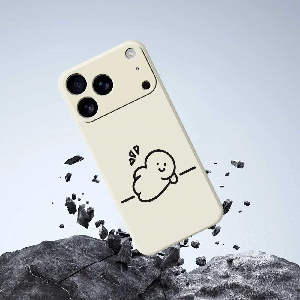 For iPhone 18 Pro Max / 17 Pro Max Case Stick Figure Pattern Printing Straight Edge TPU Phone Back Cover - Beige - 7