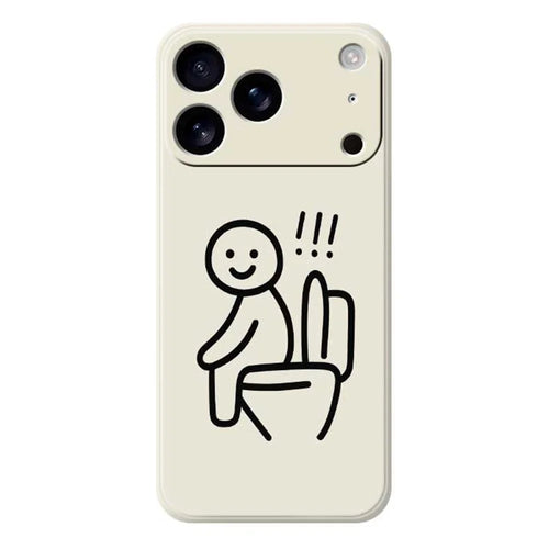 For iPhone 18 Pro Max / 17 Pro Max Case Stickman Toilet Pattern Printing Straight Edge TPU Phone Back Cover - Beige - 1