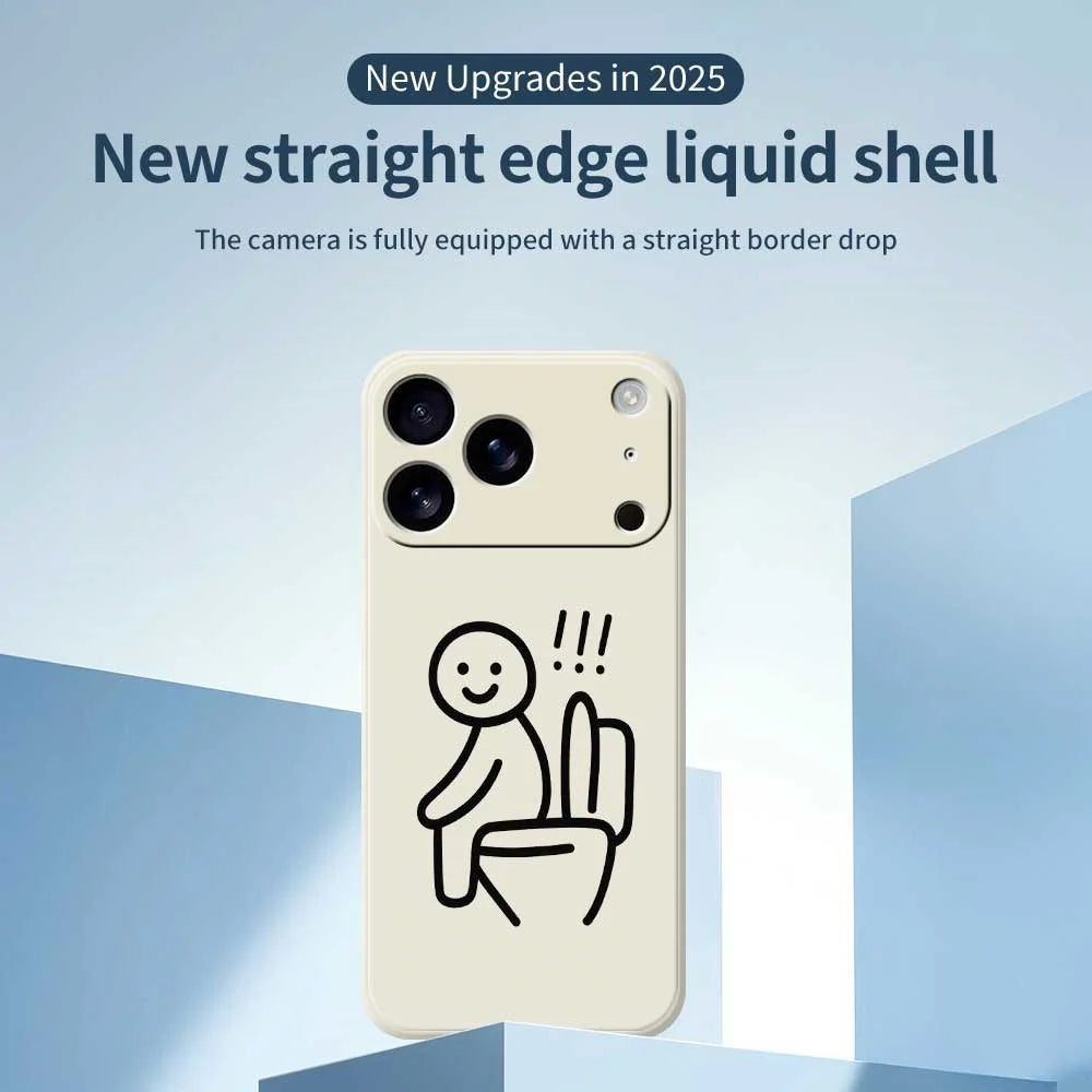 For iPhone 18 Pro Max / 17 Pro Max Case Stickman Toilet Pattern Printing Straight Edge TPU Phone Back Cover - Beige - 3