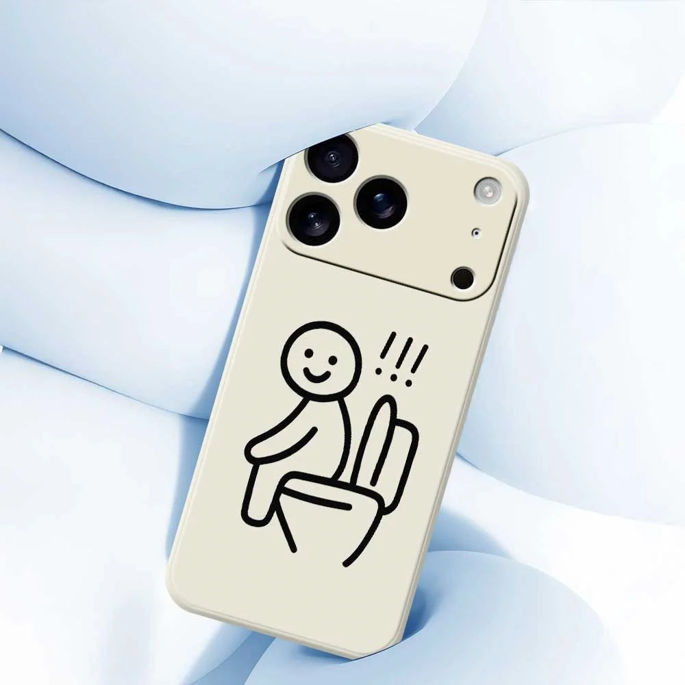 For iPhone 18 Pro Max / 17 Pro Max Case Stickman Toilet Pattern Printing Straight Edge TPU Phone Back Cover - Beige - 5