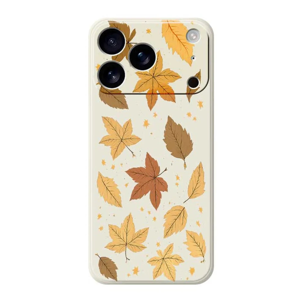For iPhone 18 Pro Max / 17 Pro Max Case Maple Leaves Pattern Printing Straight Edge TPU Phone Back Cover - Beige - 1