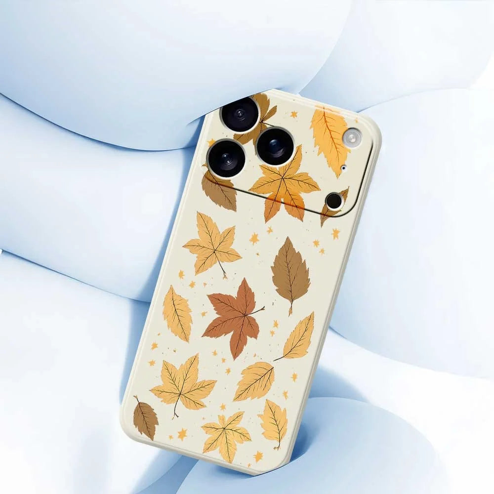 For iPhone 18 Pro Max / 17 Pro Max Case Maple Leaves Pattern Printing Straight Edge TPU Phone Back Cover - Beige - 5