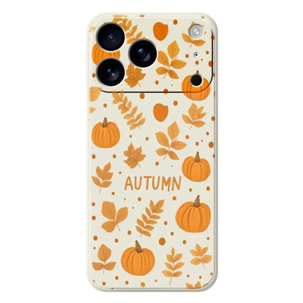 For iPhone 18 Pro Max / 17 Pro Max Case Autumn Theme Pattern Printing Straight Edge TPU Phone Back Cover - Beige - 1