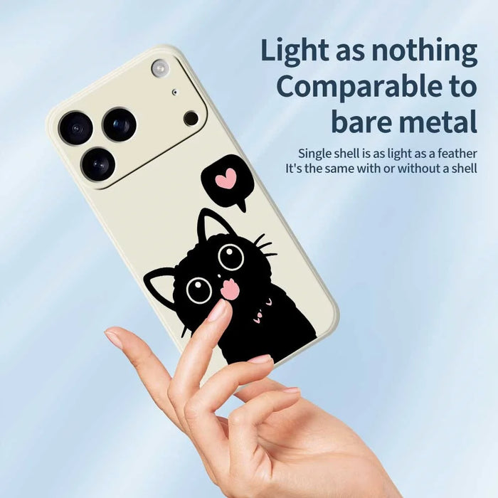 For iPhone 18 Pro Max / 17 Pro Max Case Love Black Cat Pattern Printing Straight Edge TPU Phone Back Cover - Beige - 4