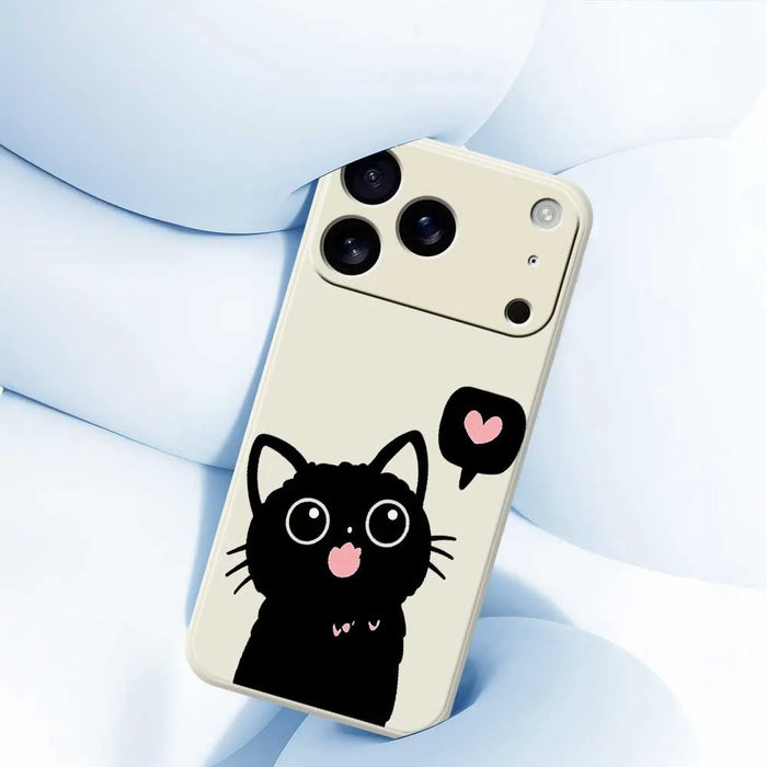 For iPhone 18 Pro Max / 17 Pro Max Case Love Black Cat Pattern Printing Straight Edge TPU Phone Back Cover - Beige - 5