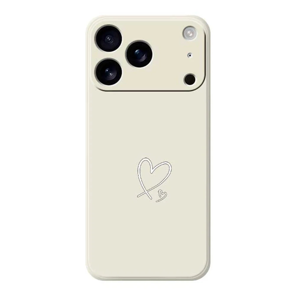 For iPhone 18 Pro Max / 17 Pro Max Case White Love Pattern Printing Straight Edge TPU Phone Back Cover - Beige - 1