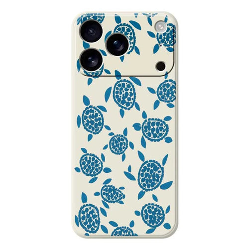 For iPhone 18 Pro Max / 17 Pro Max Case Blue Turtle Pattern Printing Straight Edge TPU Phone Back Cover - Beige - 1