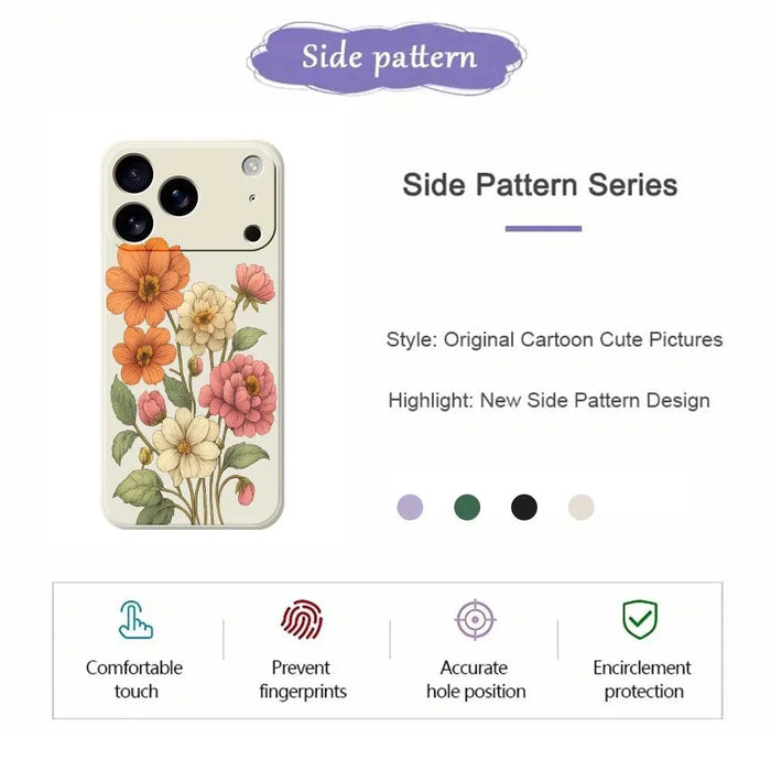 For iPhone 18 Pro Max / 17 Pro Max Case Beautiful Flowers Pattern Printing Straight Edge TPU Phone Back Cover - Beige - 2