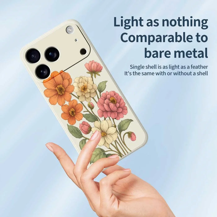 For iPhone 18 Pro Max / 17 Pro Max Case Beautiful Flowers Pattern Printing Straight Edge TPU Phone Back Cover - Beige - 4