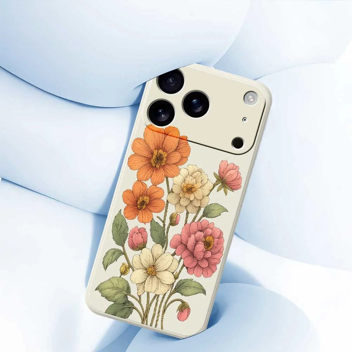 For iPhone 18 Pro Max / 17 Pro Max Case Beautiful Flowers Pattern Printing Straight Edge TPU Phone Back Cover - Beige - 5